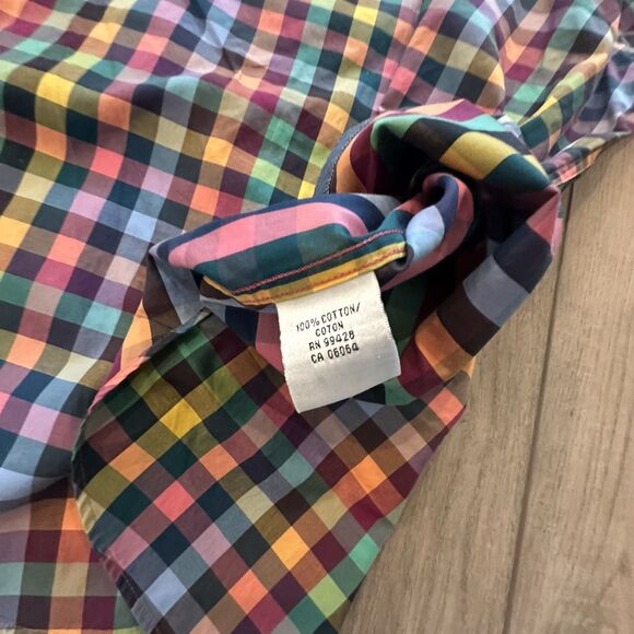 Bugatchi Uomo Shirt Mens Large Plaid Check Flip Cuff Button Down Long Sleeve - Picture 6 of 9